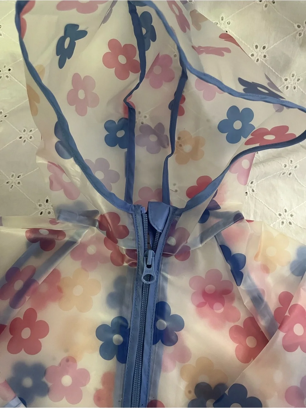 12 months Gymboree Clear Floral Raincoat with Pink and Blue Flowers